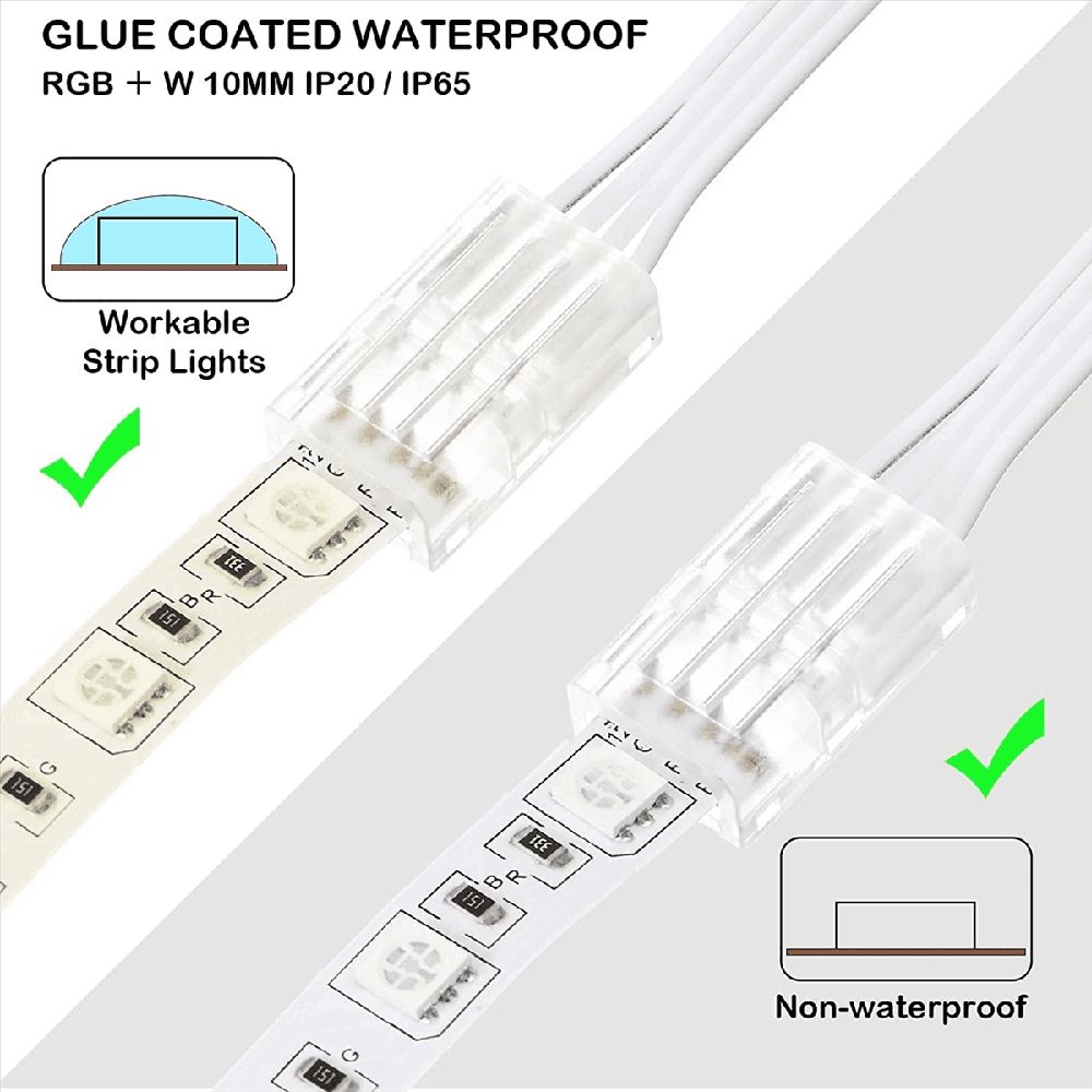32.8Ft RGB Extension Cable Wire Cord 4 Pin, 10 mm LED Light Strip Connectors, for LED RGB Strip Light