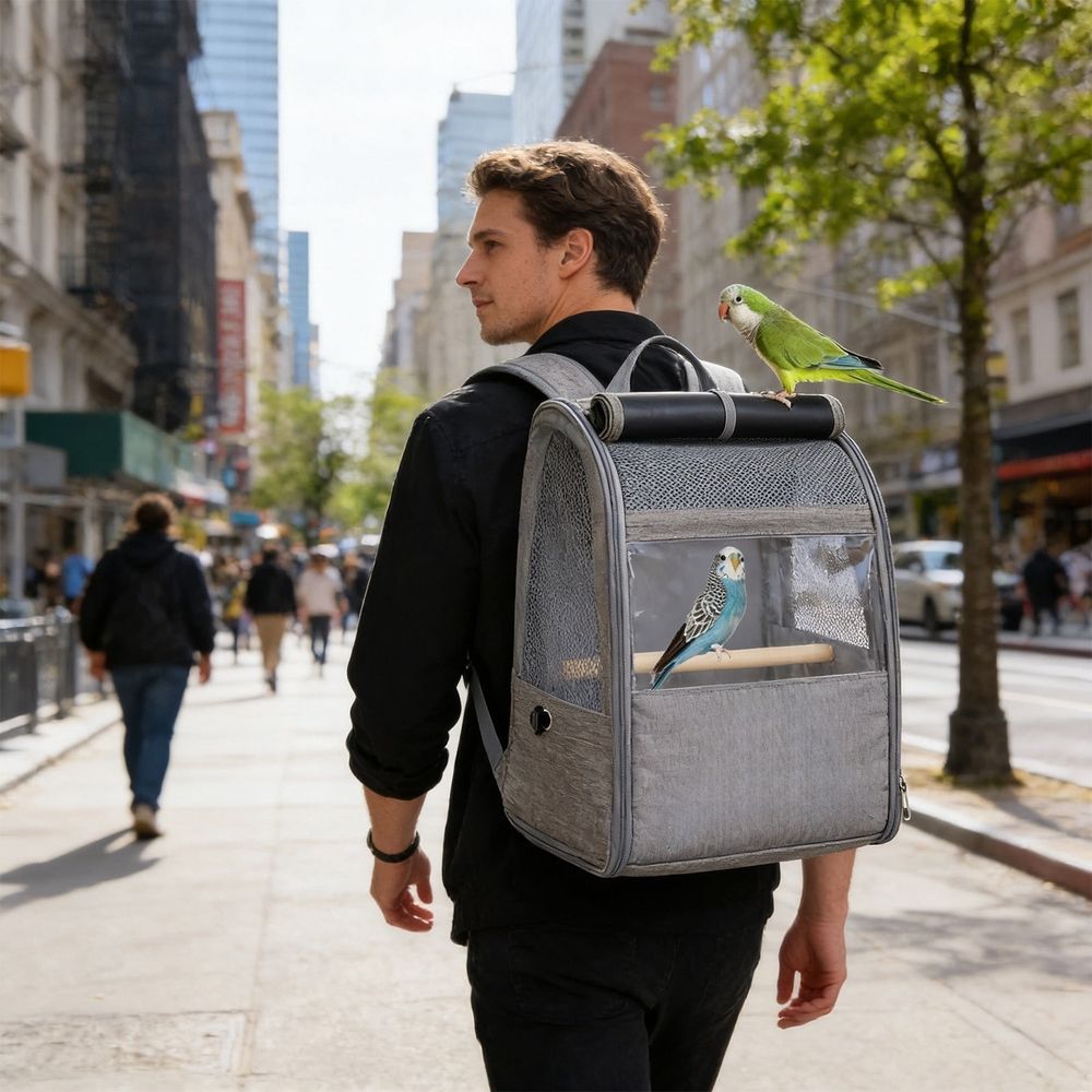 Bird Carrier Backpack for Parrots Pigeons, Cockatiel Carrier Backpack, Parrot Carrier Backpack, for Birds, Cages and Outdoor Feeding, for Travel, Carriers and Outdoor Pet Trips, Dark Gray