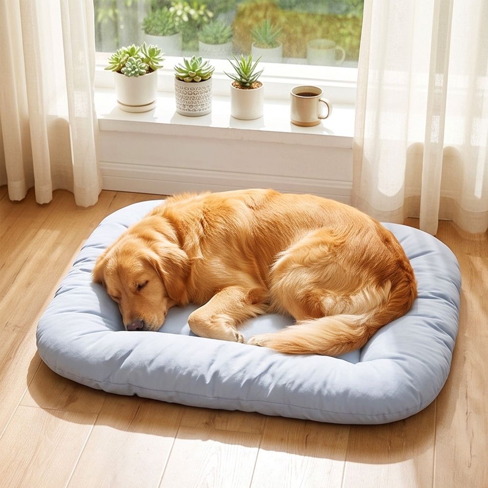 Pet Bed Mat for Dogs Cats Soft Fuzzy Cozy Sleeping Pad Breathable Pet Cushion for Crate Kennel Sofa Floor Indoor Use Small Medium Large Animals, Dog Bed Mat, Enclosed Dog Bed, Yellow, S