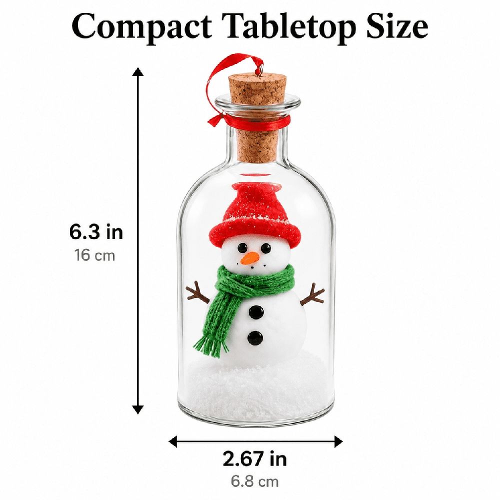Recordable Christmas Message in a Bottle, Christmas Tree in a Bottle, Voice Playback Recordable Christmas Ornament, Battery Powered Glass Snowman Winter Scene Holiday Decor, Keepsake Gift for Family