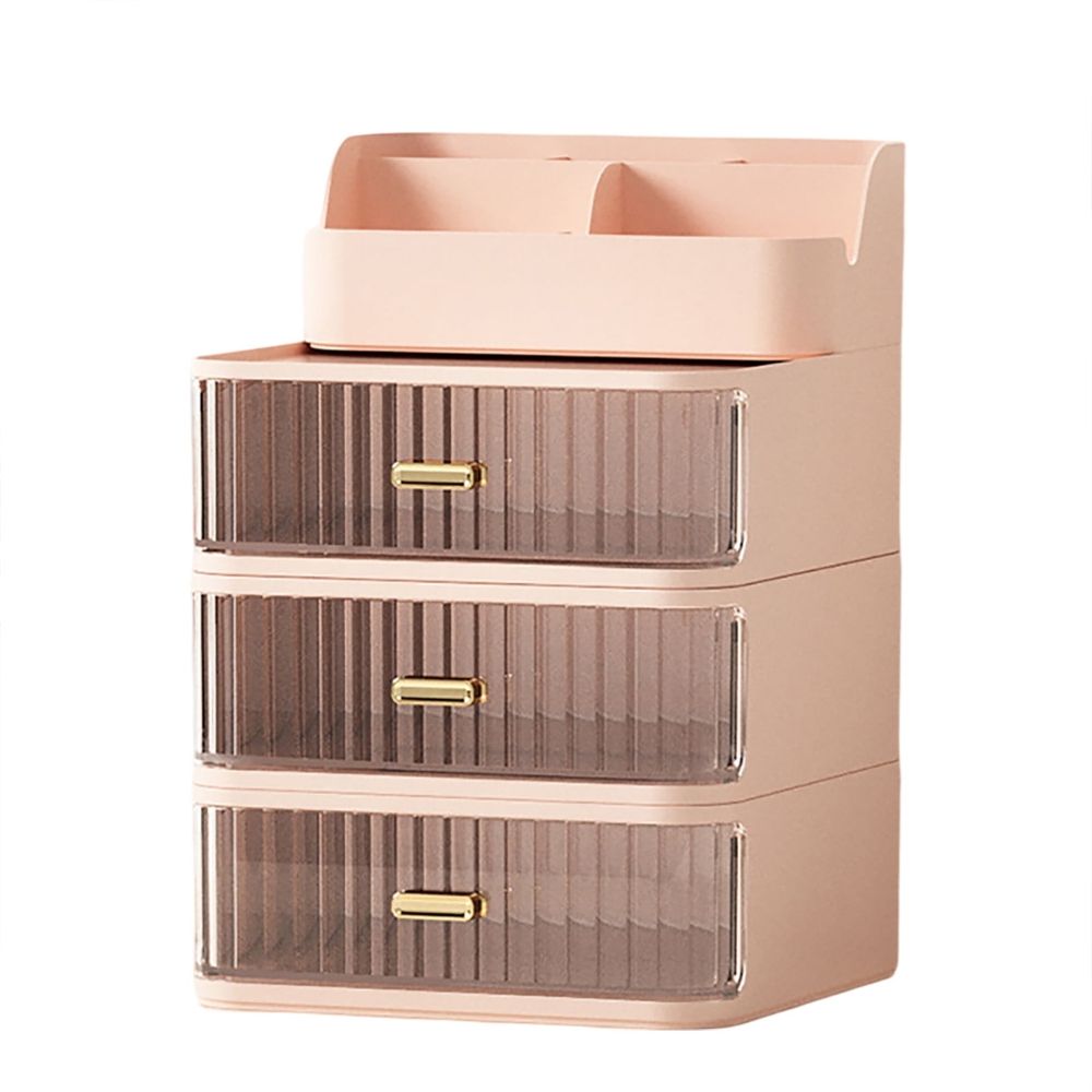 Makeup Organizer with 3 Large Drawers, Clear Rectangular Compartments for Brushes & Eyeshadow, Bathroom Vanity Storage, Cosmetic Countertop Organizer for Lipstick, Nail Polish, and Beauty Supplies