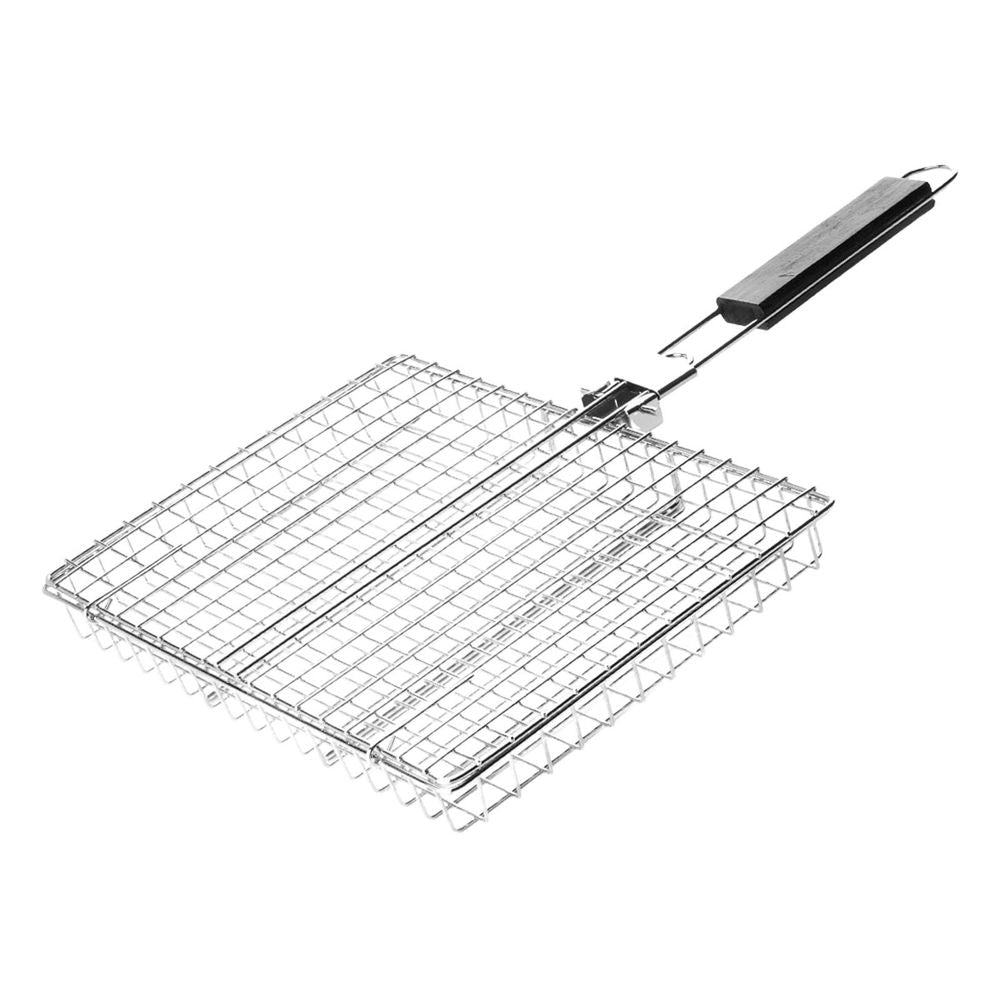 Extra Large Grill Basket for BBQ – Heavy-Duty Stainless Steel Grill Accessories for Fish, Shrimp, Vegetables & Meat – Non-Stick Camping Cooking Basket with Detachable Handle