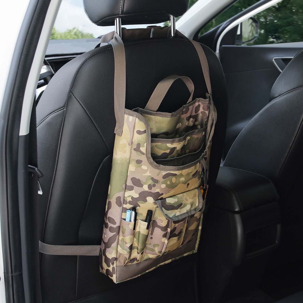 Car Seat Back Organizer with Laptop Storage - Large Capacity Front Seat Organizer with Adjustable Straps, Universal Fit for SUV, Truck & Sedan