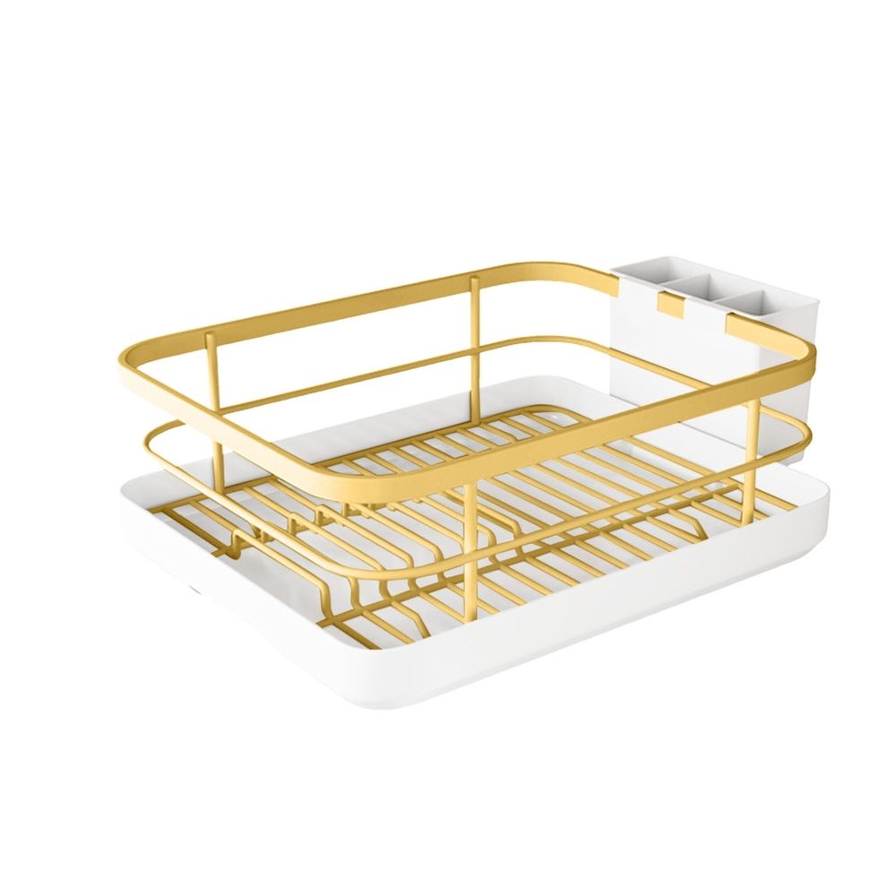 Dish Drying Rack for Kitchen Counter with Large Capacity Cutlery Holder & Removable Tray, Space-Saving Dish Drainer Rack for Dishes, Spoons,Forks,Chopsticks,Bowls,and Cups