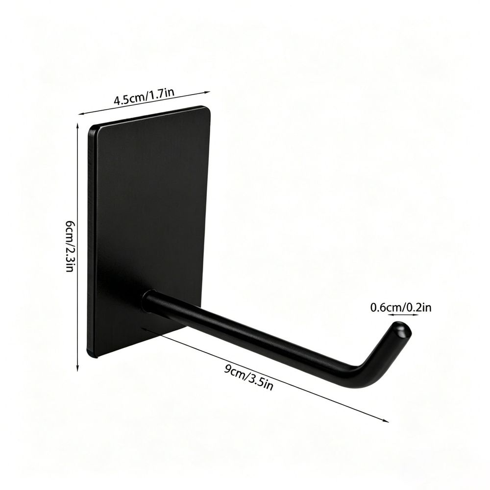 Adhesive Hooks Heavy Duty, Long Stainless Steel Self Adhesive Wall Hook, Sticky Towel Hangers for Kitchen Bathroom, Waterproof Stick on Door Hooks for Hanging Key Hat Coat 1Pack(Black)