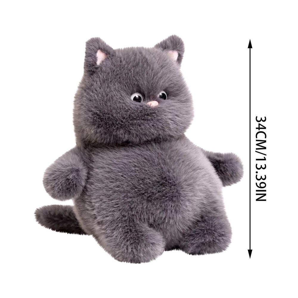 Soft Plush Cat Doll Toy 15.7-Inch Furry Stuffed Animal Realistic Design High Quality Fabric Decorative Accessory for Bedroom Shelves Travel Companion and Birthday Gift