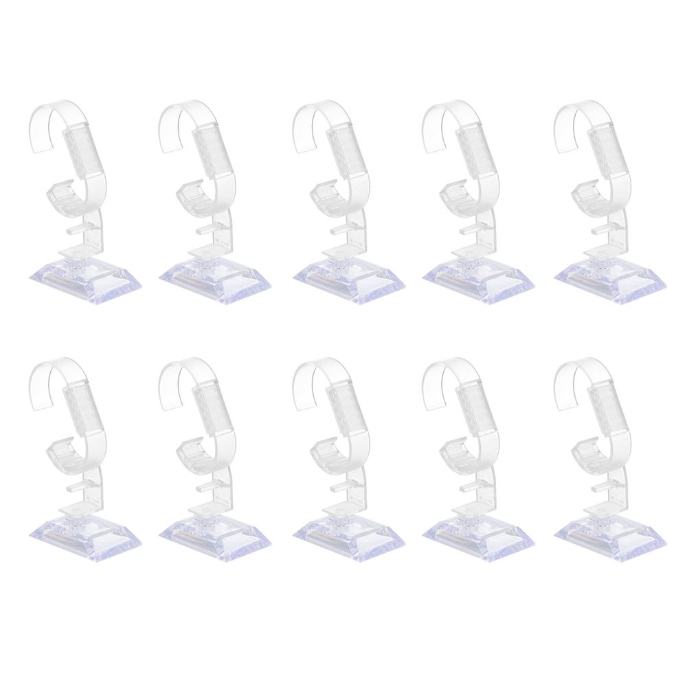 10Pcs Watch Display Racks Transparent Plastic Holders for Bracelets and Watches Storage