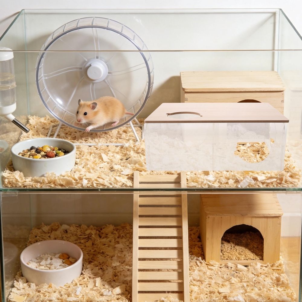 Acrylic 3 Chamber Hamster Hideaway with Transparent Design for Small Animal Exploration