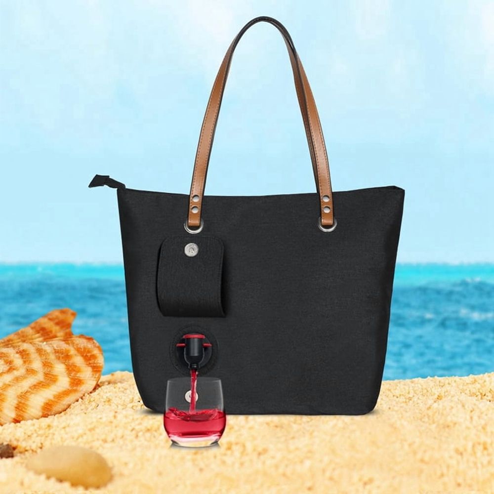 3X Wine Tote Bag, Beach Cooler for Travel Gift, Leakproof Insulated Purse Carrier with Hidden Spout Compartments