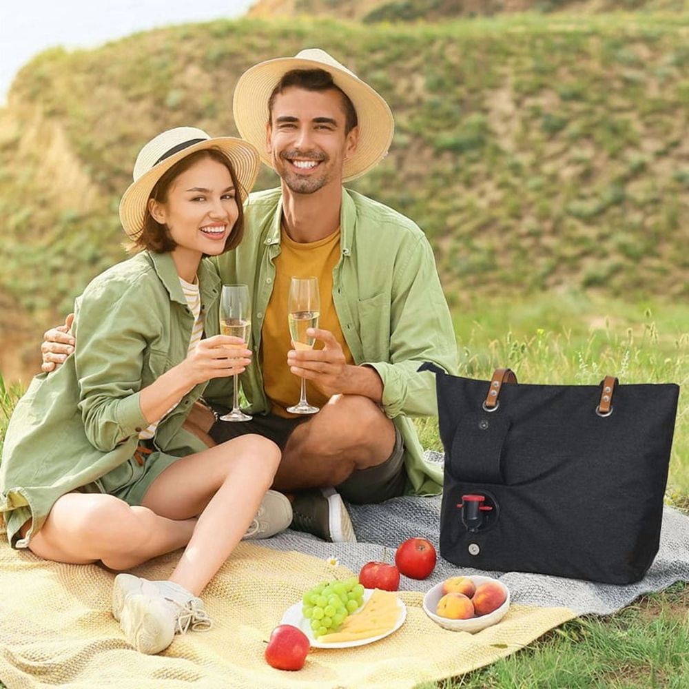 3X Wine Tote Bag, Beach Cooler for Travel Gift, Leakproof Insulated Purse Carrier with Hidden Spout Compartments