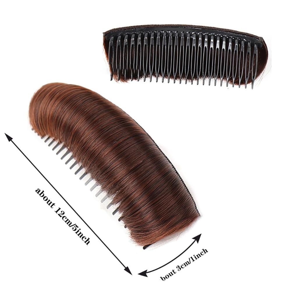 3 Pcs False Hair Clips, Hair Base Bump Inserts, Volume Princess Styling Tool for Women and Girls (Dark Brown)