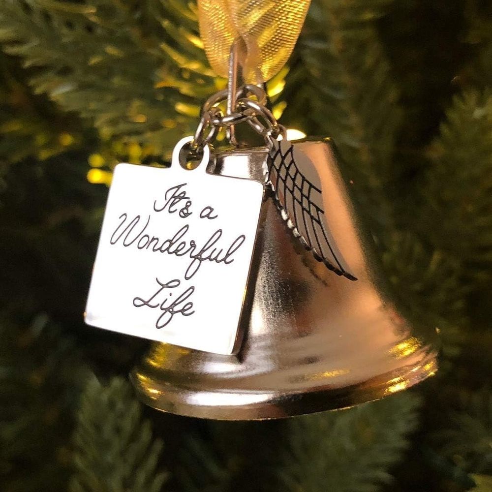 It's a Wonderful Life Inspired Christmas Angel Bell Ornament with Stainless Steel Angel Wing Charm Hanging Jingle Ornaments Xmas Tree Bell Decors Christmas Holiday Party