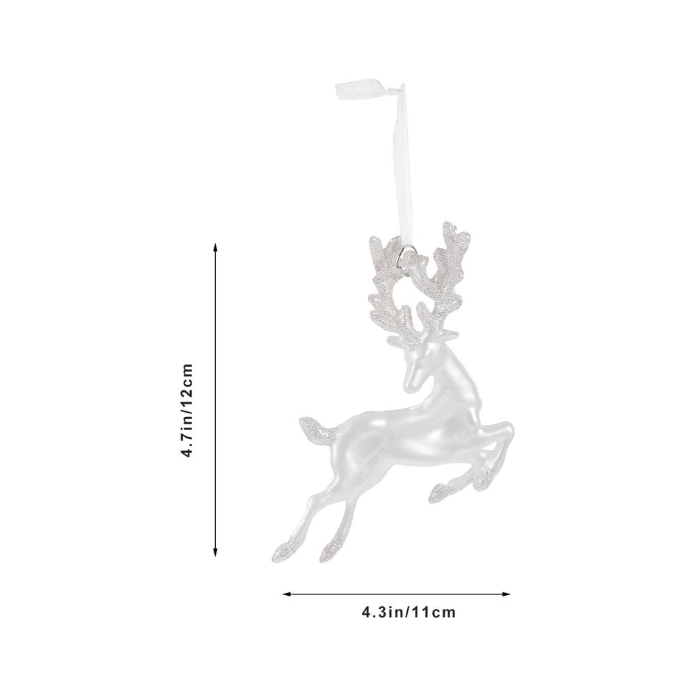 White Xmas Tree Hanging Elk Figurine Ornament for Holiday Festival Decoration
