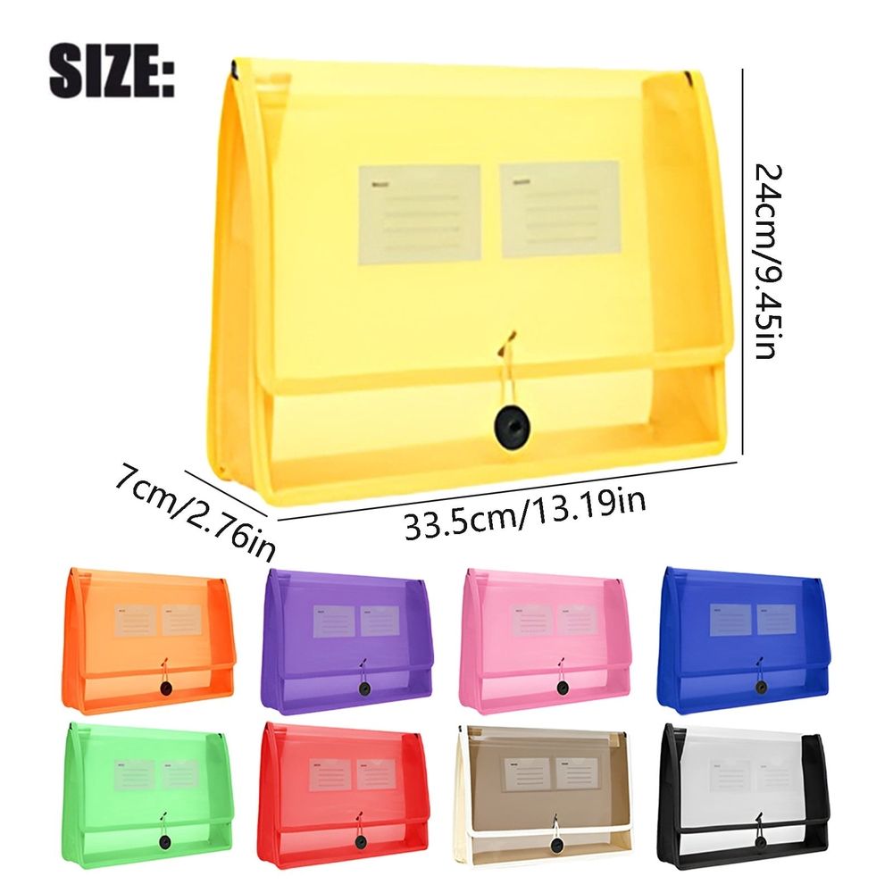A4 Waterproof Pouch File Organizer, Orange, Plastic File Wallet Envelope Expanding File Folder Document Organizer with Snap Closure & Label Pocket for Home, Office