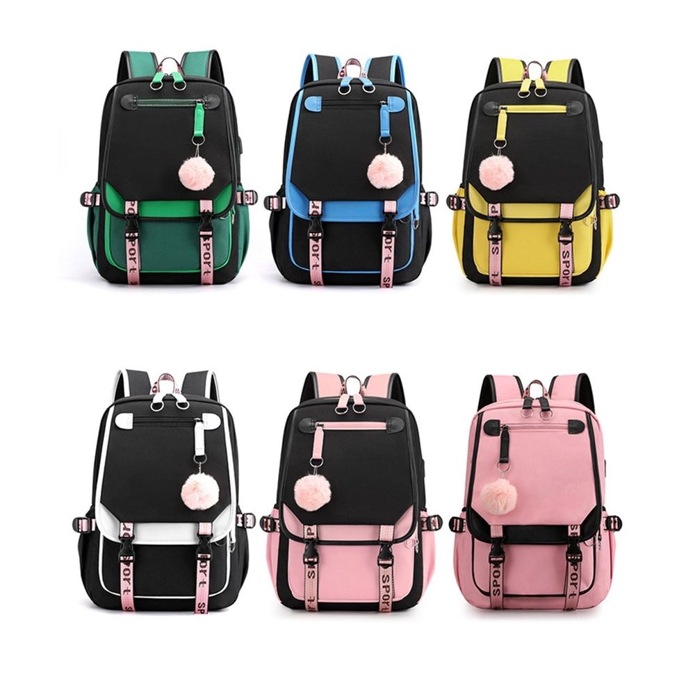 1 Pack 11.41×18.11×6.3in Black Mint Green Splicing Laptop Backpack, Waterproof Lightweight Multi Pocket Daypack, Fashion Nylon Bag for Notebook, Work & Holiday Outings