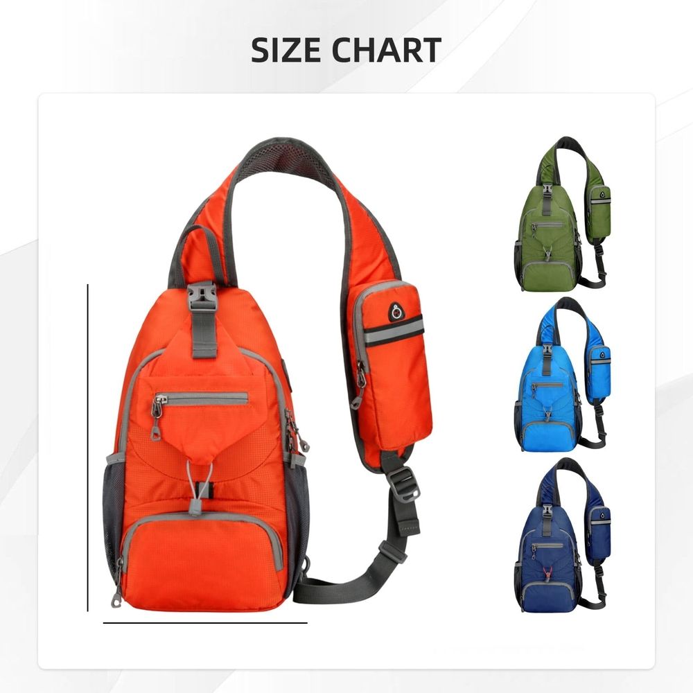 Sling Bag for Men 17in Blue, Blocking Crossbody Backpack with USB Port, Water Resistant Chest Pack for Travel Hiking Cycling, Multi-Pocket Shoulder Bag for Daily Commute