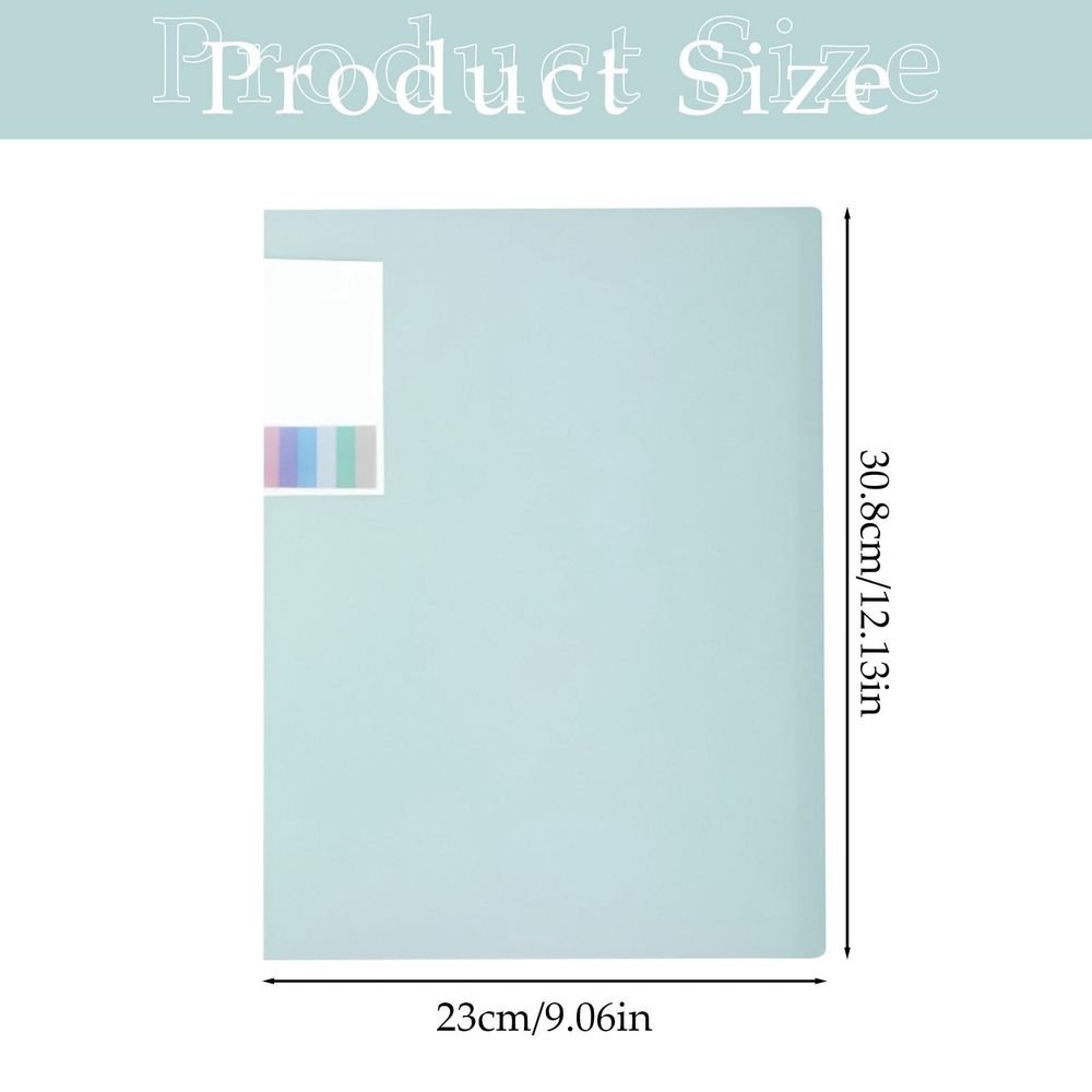 1Pcs 40 Pocket A4 File Portfolio Organizer,12.13×9.06in Morandi Blue Plastic Storage Folder, Front Blank Label Tab Document Book For Meeting Report Arrangement