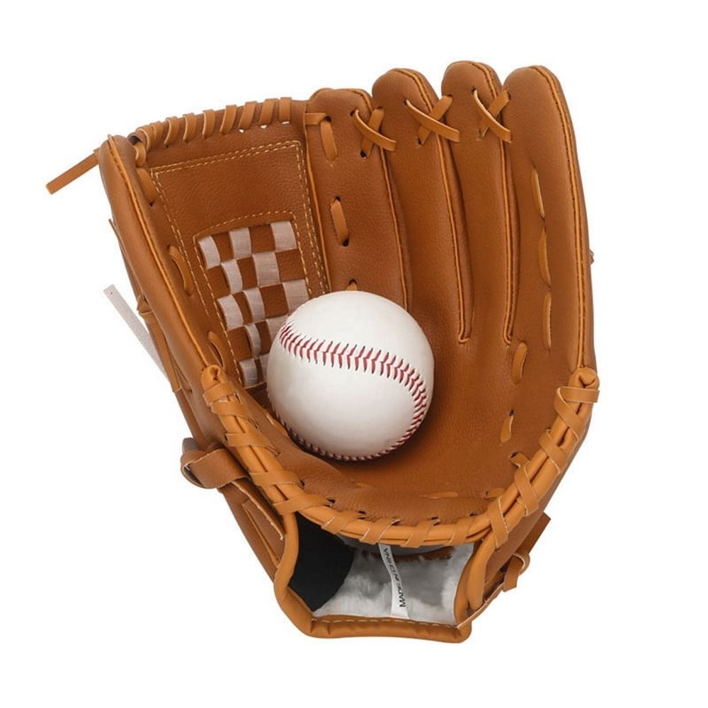 Outdoor Sports Left Hand Training Practice Softball Baseball Gloves Pitcher Hand Players Pocket Glove 10.5Inch Brown