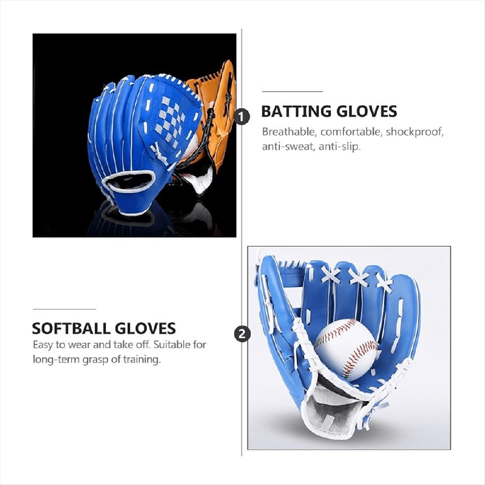 Outdoor Sports Left Hand Training Practice Softball Baseball Gloves Pitcher Hand Players Pocket Glove 11.5Inch Blue