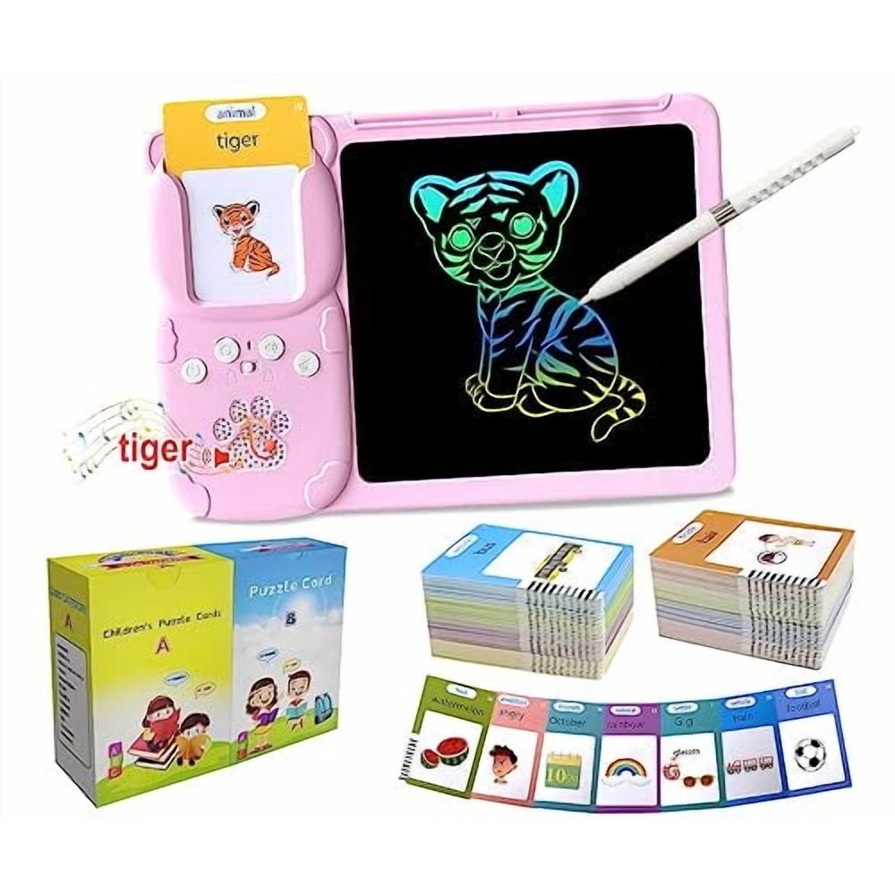 Toddler Toys Talking Flash Cards,Kindergarten Learning Resources 510 Sight Words with Drawing Tablet for Speaking Doodling,Sensory Toys for Kids with Autism,Boys Girls 2 3 4 5 6,Pink