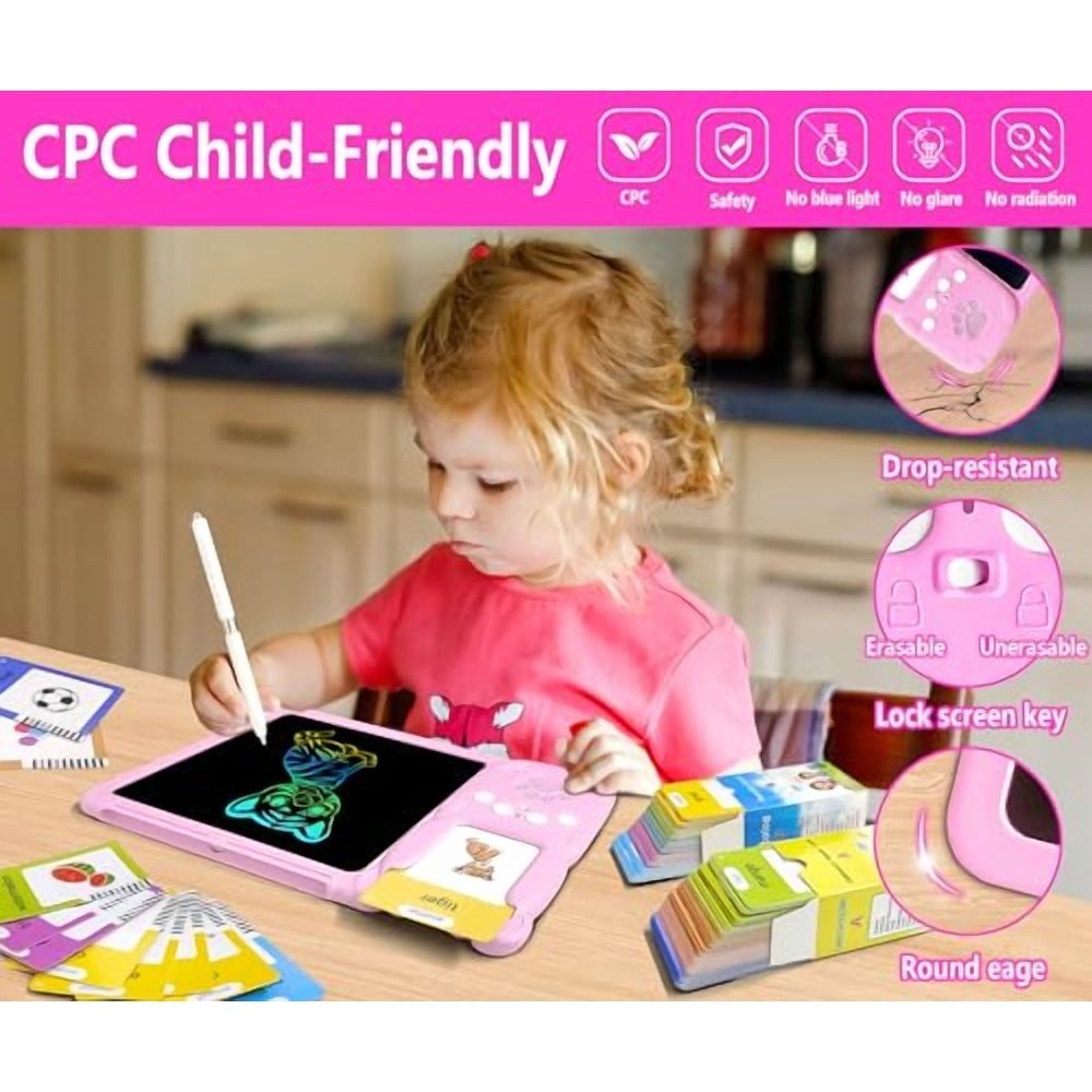 Toddler Toys Talking Flash Cards,Kindergarten Learning Resources 510 Sight Words with Drawing Tablet for Speaking Doodling,Sensory Toys for Kids with Autism,Boys Girls 2 3 4 5 6,Pink