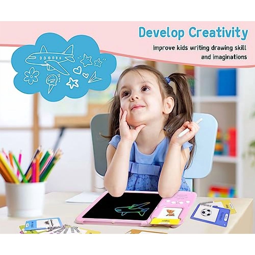 Toddler Toys Talking Flash Cards,Kindergarten Learning Resources 510 Sight Words with Drawing Tablet for Speaking Doodling,Sensory Toys for Kids with Autism,Boys Girls 2 3 4 5 6,Pink