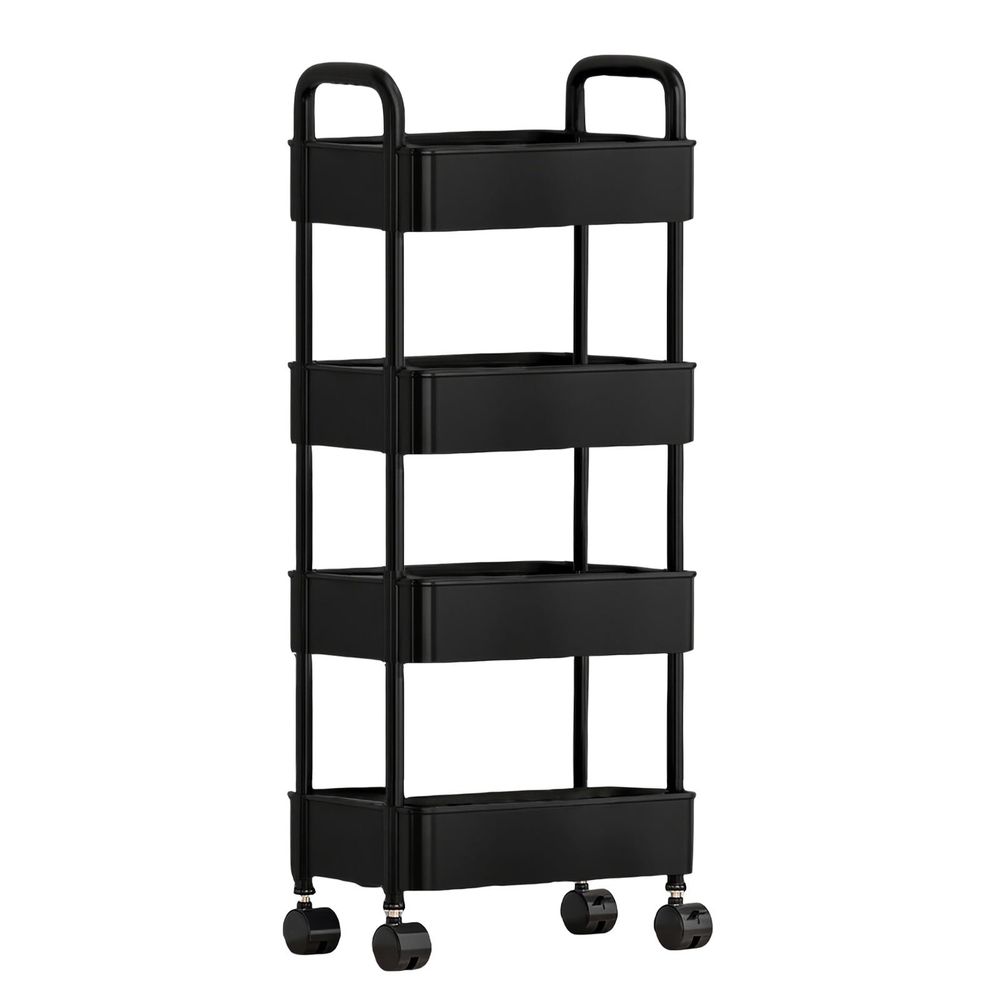 4 Tier Rolling Utility Cart,Multifunctional Kitchen Storage Organizer with Wheels,Mobile Bathroom Cart,Living Room Snack Shelf Book Toy Organizer