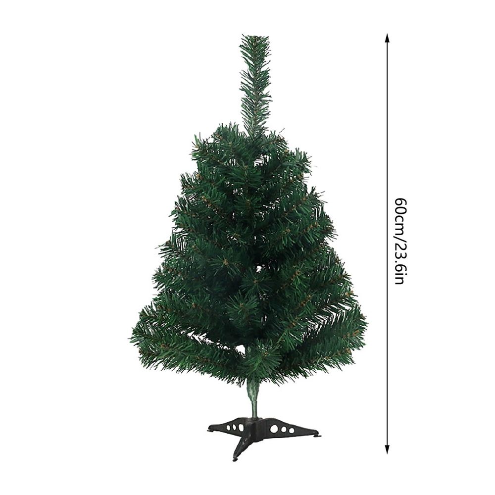 2ft Mini Tabletop Christmas Tree, 60cm Artificial Small Tree with 50 Tips, PVC Christmas Tree with Plastic Stand for Desk Holiday Decor