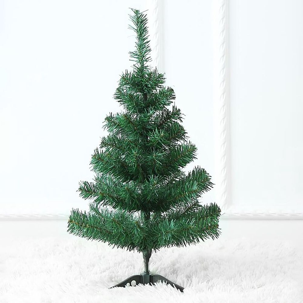 2ft Mini Tabletop Christmas Tree, 60cm Artificial Small Tree with 50 Tips, PVC Christmas Tree with Plastic Stand for Desk Holiday Decor