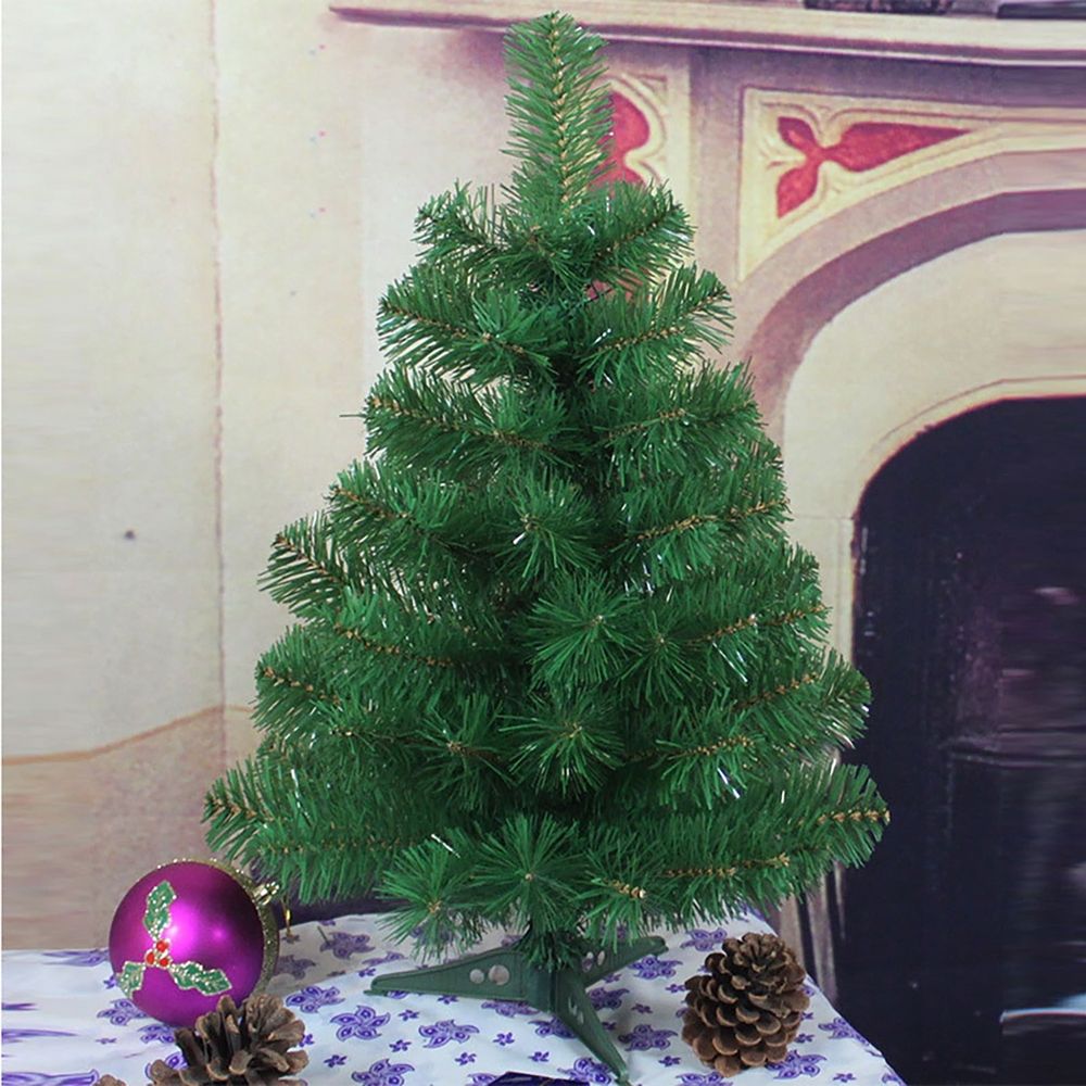 2ft Mini Tabletop Christmas Tree, 60cm Artificial Small Tree with 50 Tips, PVC Christmas Tree with Plastic Stand for Desk Holiday Decor