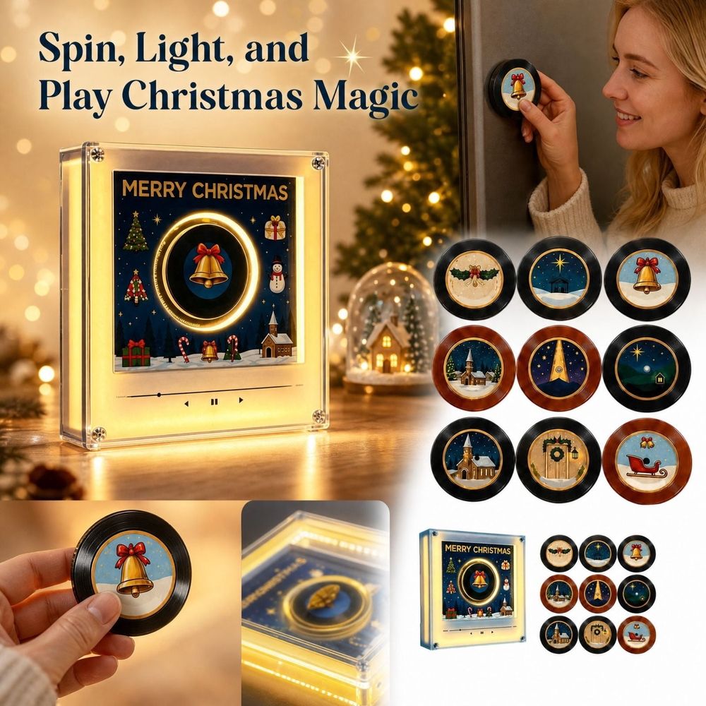 Christmas Vinyl Player Fridge Record NFC Magnetic Music Box Set, Christmas Decors, Christmas Home Gift