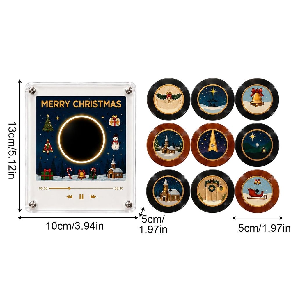Christmas Vinyl Player Fridge Record NFC Magnetic Music Box Set, Christmas Decors, Christmas Home Gift