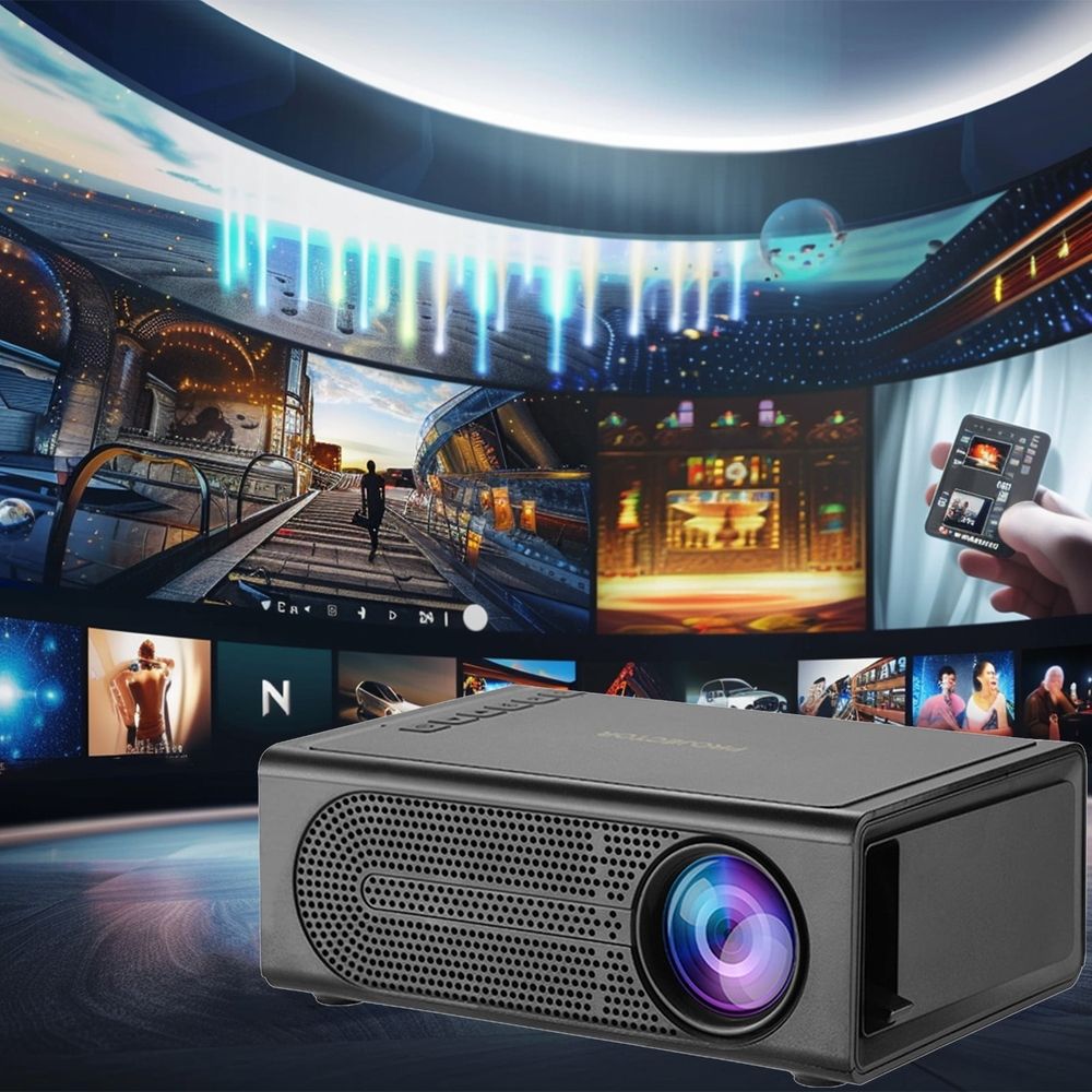 Mini Home Theaters Projector, Portable Mini LED Projector, 1080P HD with Wired Phone Mirroring & /USB/Audio Multi-Interface Support