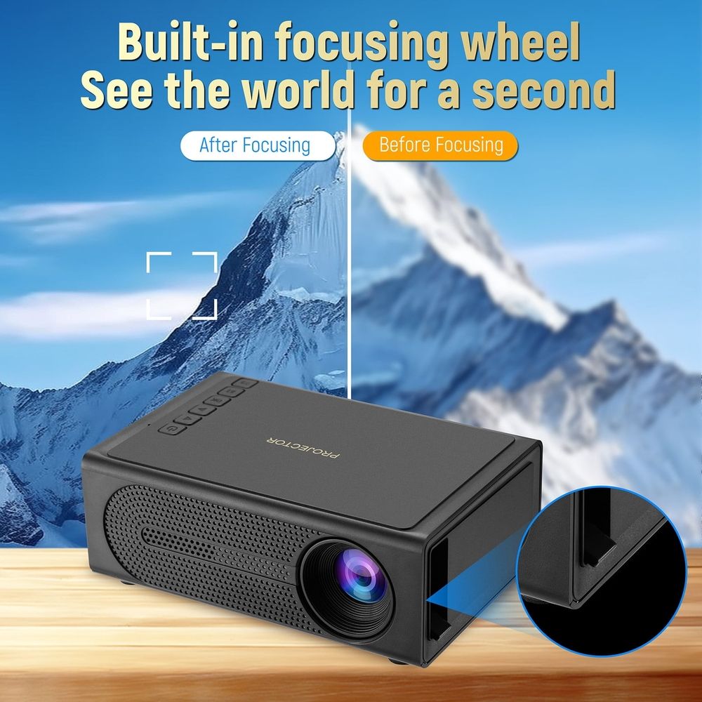 Mini Home Theaters Projector, Portable Mini LED Projector, 1080P HD with Wired Phone Mirroring & /USB/Audio Multi-Interface Support