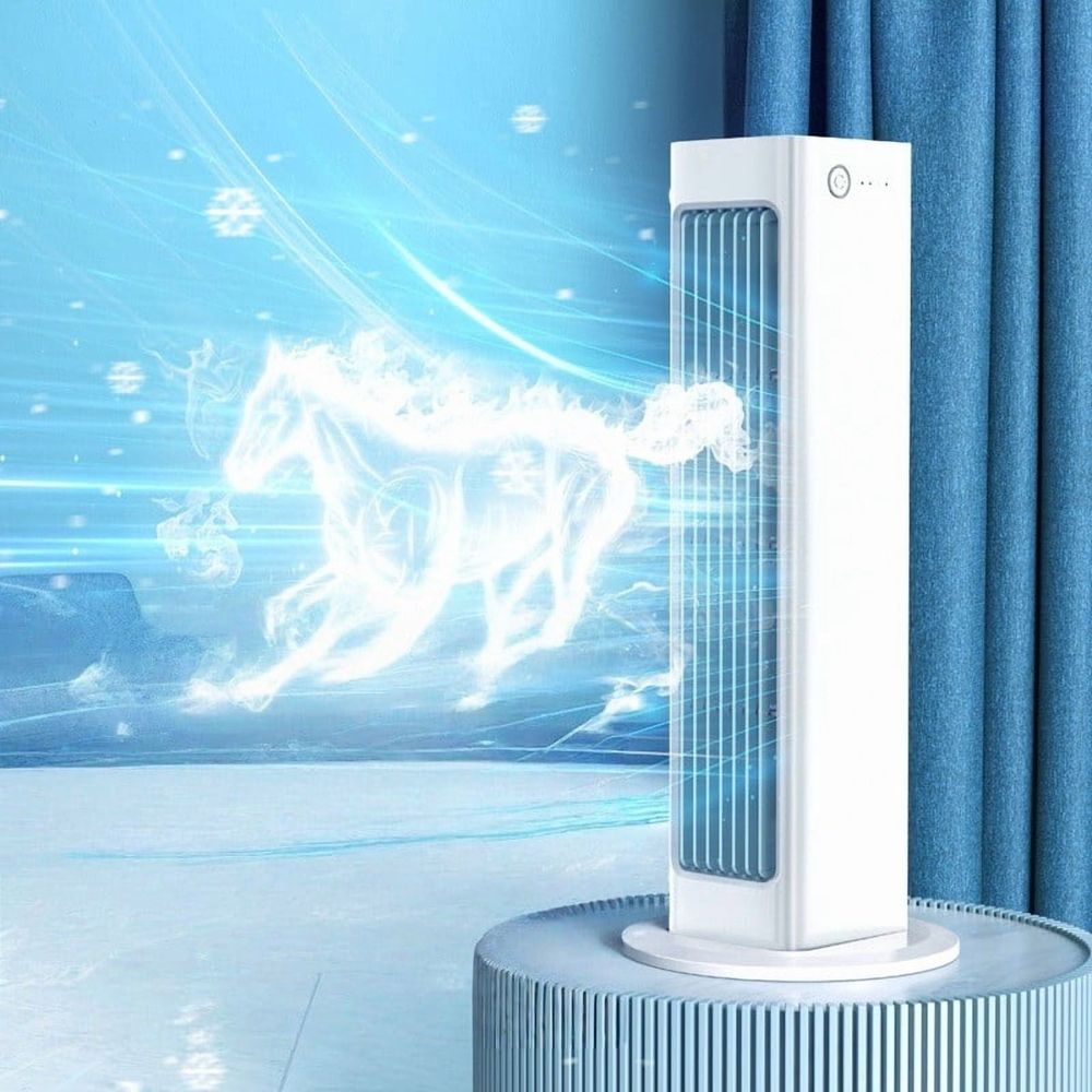 Mini Air Conditioner with USB-C - Rechargeable Bladeless Fan for Bedroom, Office, Dorm, Car, Evaporative Mini Air Conditioner