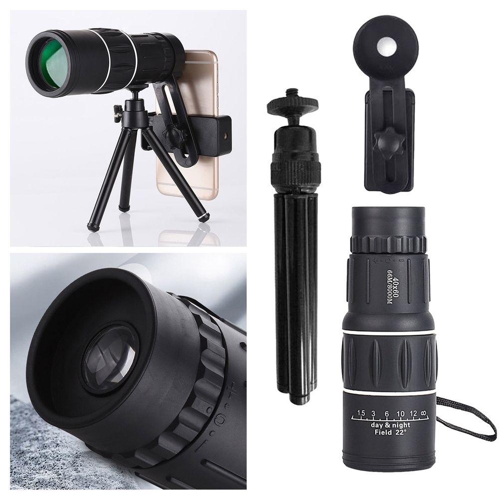60x40 Portable High Magnification Monocular Telescope 2025 Monoculars For Adults High Powered With Smartphone Holder And Tripod Handheld Telescope For Bird Watching Hiking Auto Focus Binoculars for