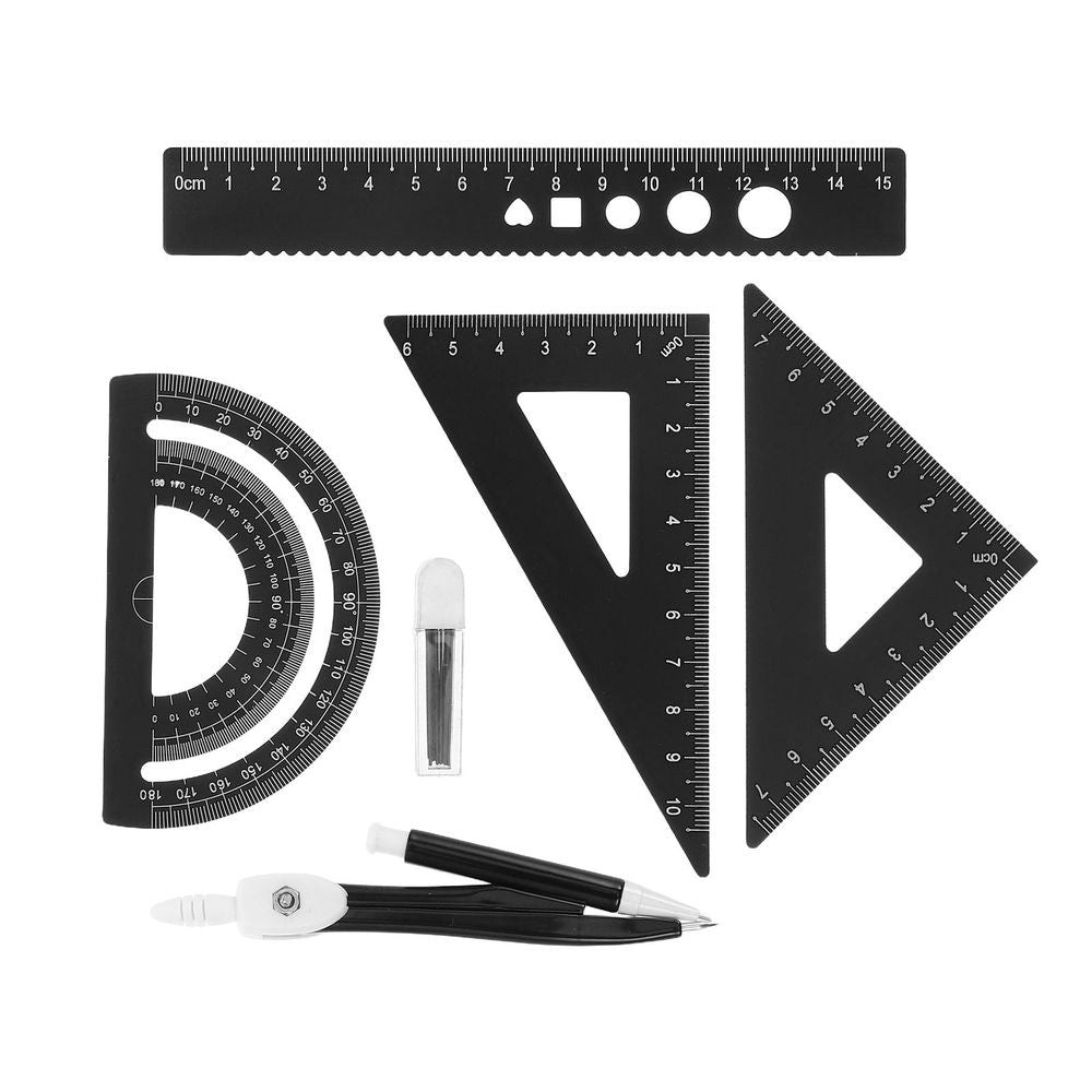 1 Set Geometry Ruler Set Scale Ruler Triangle Rulers Comprehensive Math Drafting Tools with Protractor Metal Geometry Kit for Precise Measurements