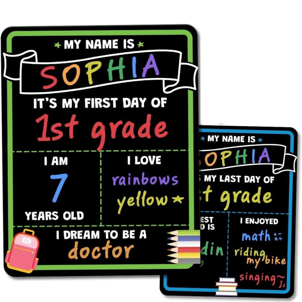 Chalkboard Markers,First Day of Sign Board with Liquid Chalk Markers,Double-Sided Reusable,Chalkboard First Day Photo Prop Sign,My First and Last Day,Office Supplies For Men and Women(Black)