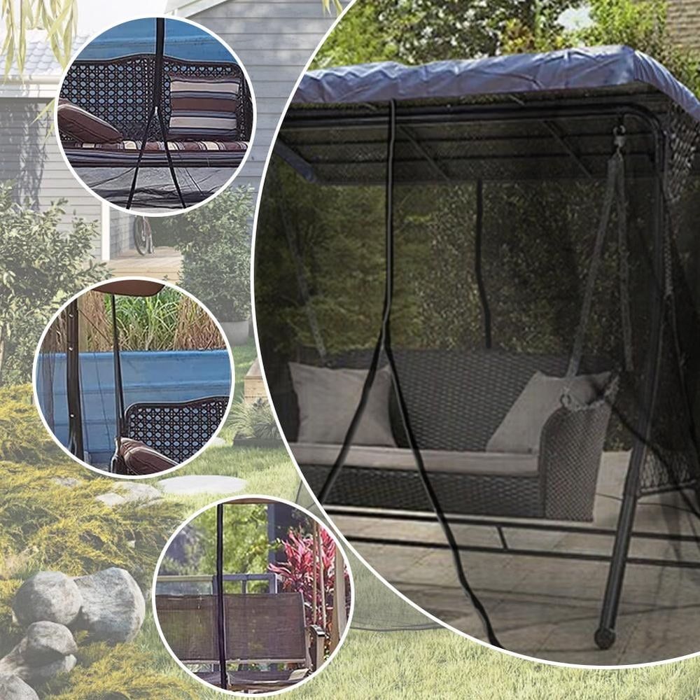 Patio Mosquito Netting for Swing Chairs, Outdoor Mosquito Screen with Zipper, Waterproof Top, Polyester Mesh Curtains for Garden Gazebo & Porch