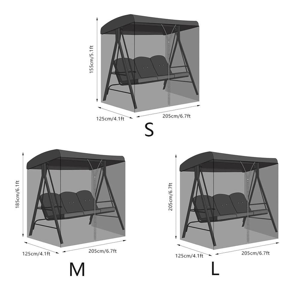 Patio Mosquito Netting for Swing Chairs, Outdoor Mosquito Screen with Zipper, Waterproof Top, Polyester Mesh Curtains for Garden Gazebo & Porch