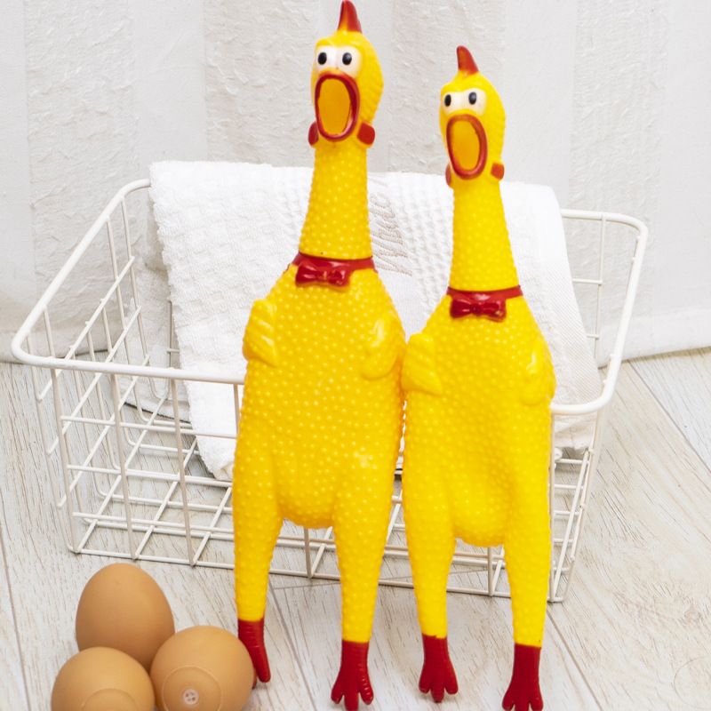 3 Pack Screaming Chicken Dog Toys,Yellow Rubber Squaking Chicken Toy Novelty and Durable Rubber Chicken for Dogs,Rubber Chickens