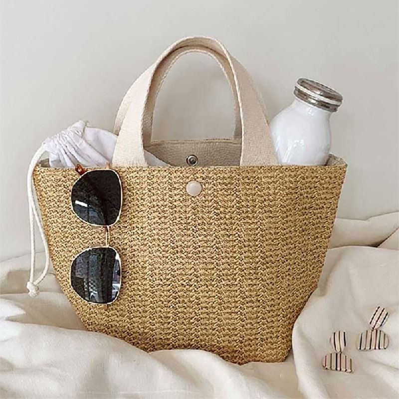 1pcs Women Summer Tote Bag Women Handbag Purse Straw Beach Bag Woven Bag Summer Beach Vacation(white)