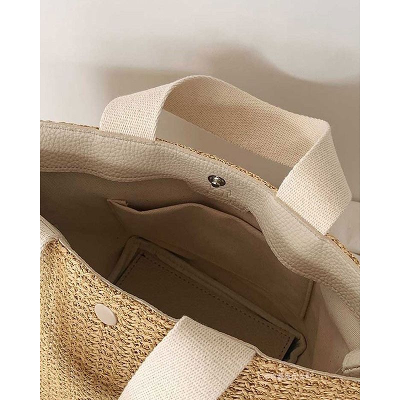 1pcs Women Summer Tote Bag Women Handbag Purse Straw Beach Bag Woven Bag Summer Beach Vacation(white)