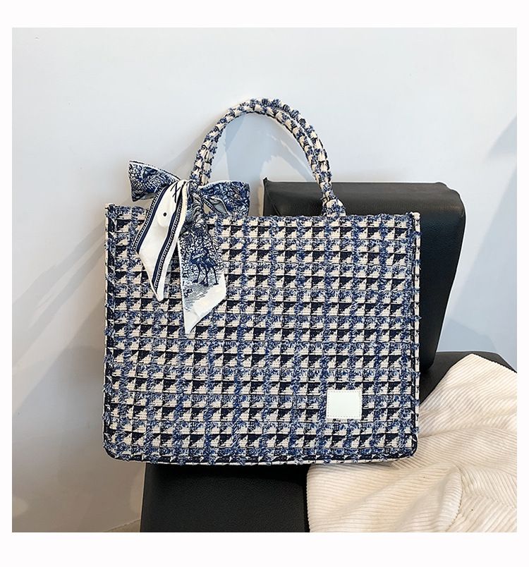 Women's Plaid Canvas Tote Bag for Women Canvas Crossbody Shoulder Bags Women Casual Canvas Tote Bag Handbag Purses