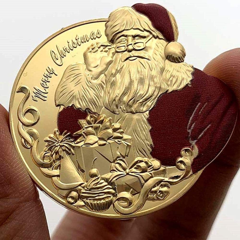 Coin Collection Commemorative Coin The American Christmas Color Bell Lifetime Embossed Santa Claus Gift Gold Plated Memorial