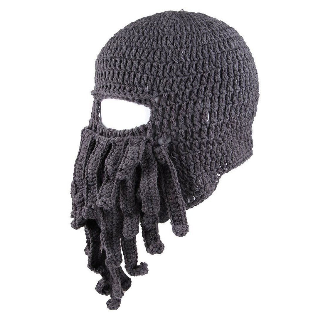 Warm Octopus Tentacle Mask Hat Knitted Funny Beard Cap Ski Mask for Men Women Cosplay Party Gift Pirate Hats Bearded Caps