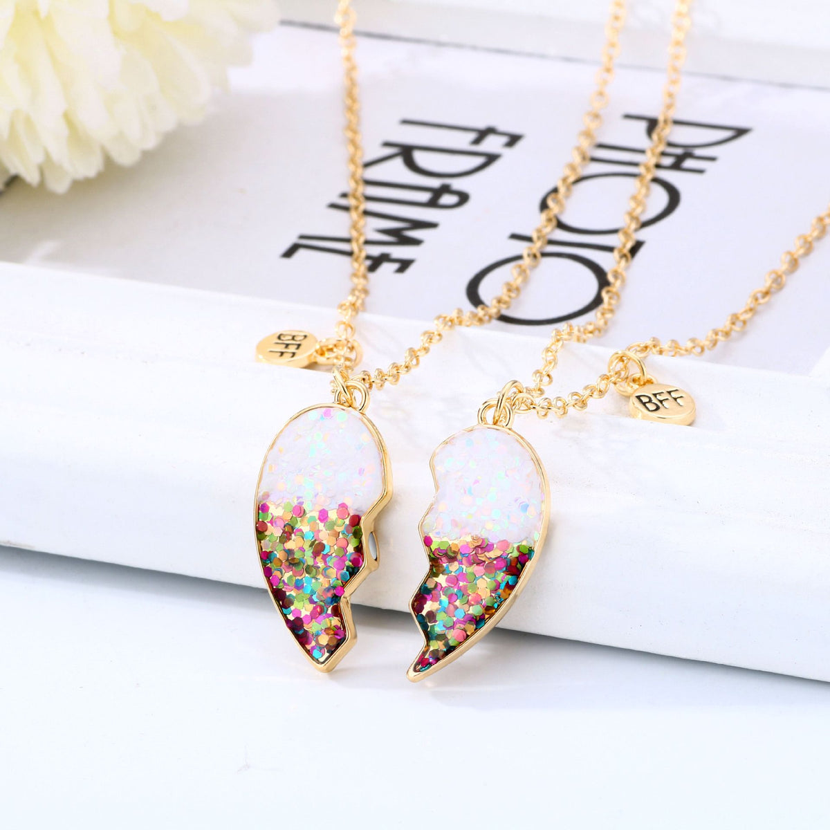 Necklace for 2 Magnetic Split Heart Necklaces Set Friendship Gifts Matching Pendant for your friend or sister on party