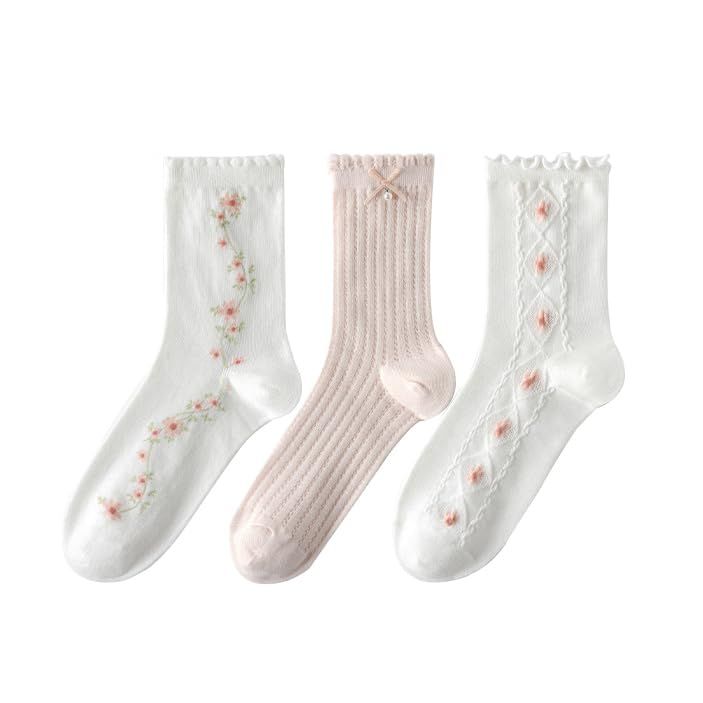 Cute Woman Socks Soft lace Breathable School Socks Fruit Ruffles Cartoon Mother’s Day, Christmas Gifts or stocking stuffer