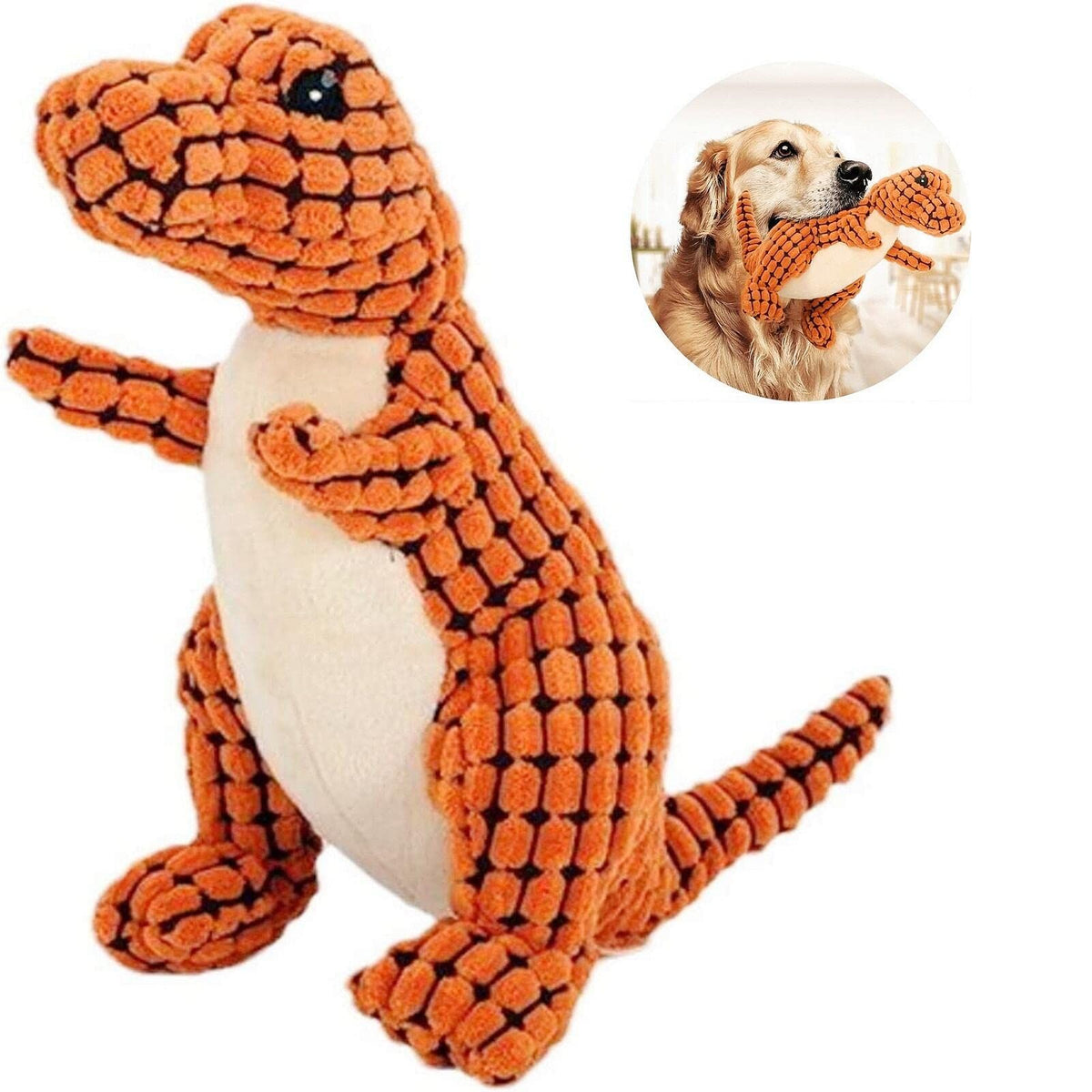 Plush Dog Toy, Indestructible Squeaky Toys for Dogs, Durable Dog Toys for Aggressive Chewers, Chew Toys for Dogs (Orange)