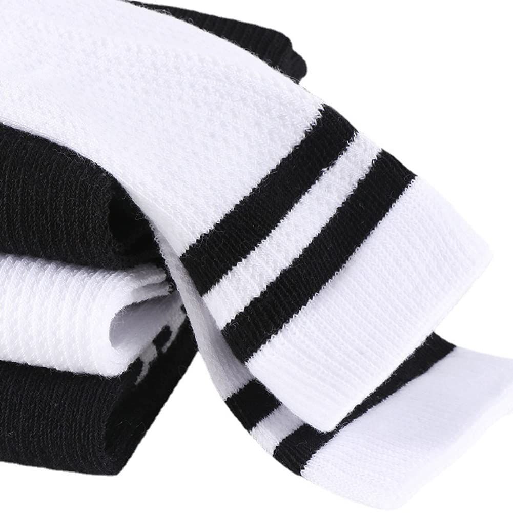 6 pairs Little Boy Girls Knee High School Uniform Socks Mesh Breathable Cotton Stripes Stockings Spring Summer Autumn and Winter